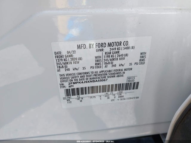 2FMPK4J9XNBA55067 Ford gtdi