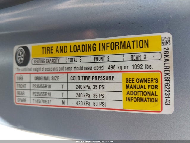 2GKALREK8F6223143 GMC lea - flex fuel (gas/alc), aluminum, ho,