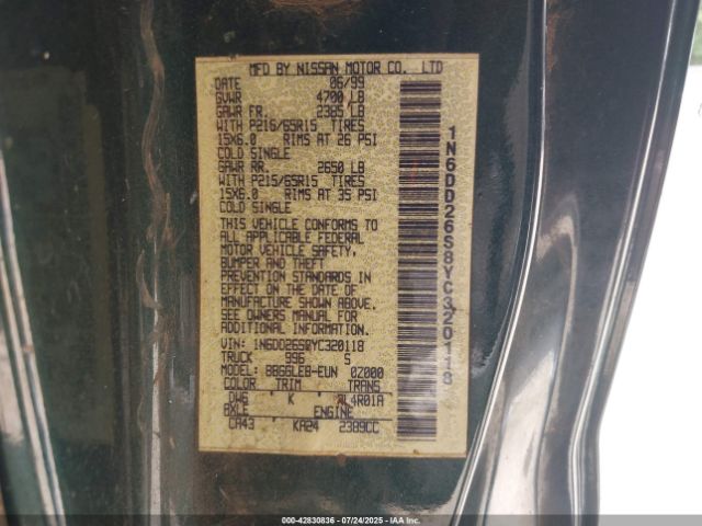 2000 NISSAN FRONTIER 1N6DD26S8YC320118 Photo 8