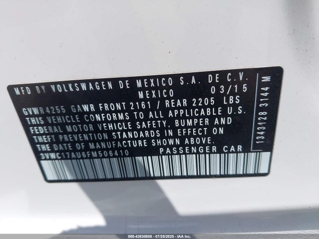 3VWC17AU6FM506410 Volkswagen GOLF SPORTWAGEN