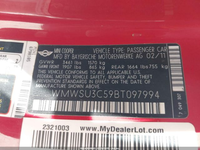 2011 MINI COOPER WMWSU3C59BT097994 Photo 8