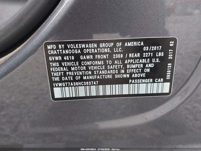 1VWGT7A36HC063747 Volkswagen 1.8 tsi