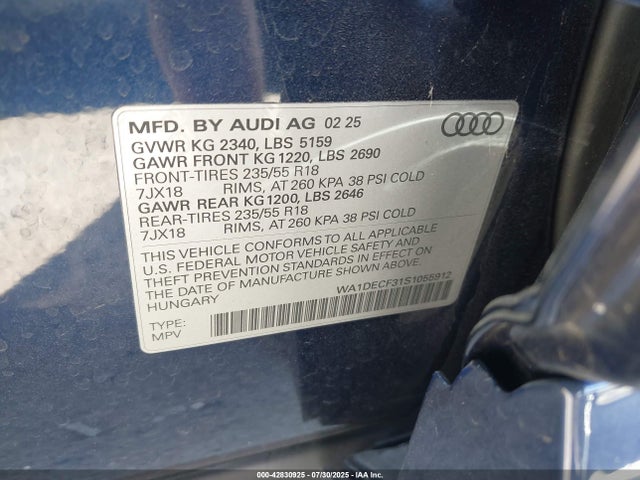 2025 AUDI Q3 WA1DECF31S1055912 Photo 8
