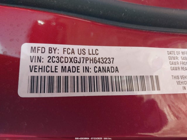 Dodge Charger 2023 2C3CDXGJ7PH643237 Image 9