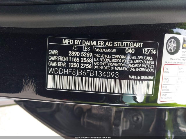 WDDHF8JB6FB134093 Mercedes-Benz 2015