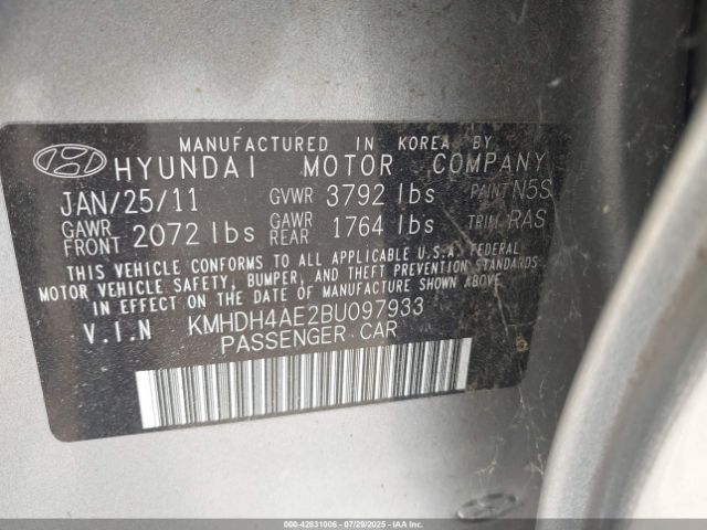 2011 HYUNDAI ELANTRA KMHDH4AE2BU097933 Photo 8