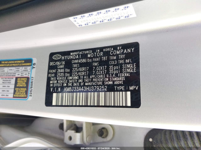 KM8J33A43HU379252 Hyundai gdi nu