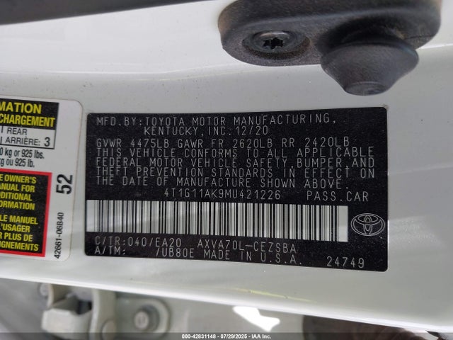 4T1G11AK9MU421226 Toyota a25a-fks
