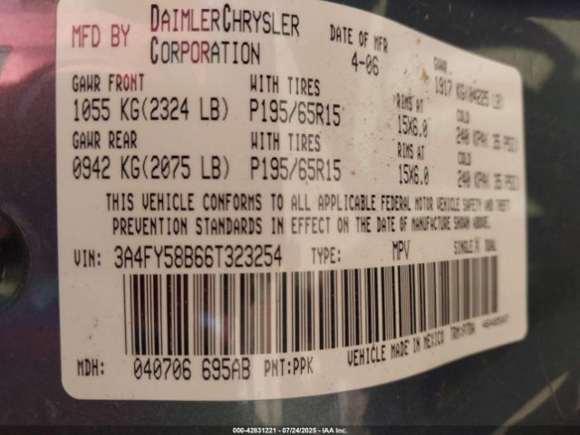 2006 CHRYSLER PT CRUISER 3A4FY58B66T323254 Photo 8