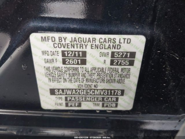 2012 JAGUAR XJ SAJWA2GE5CMV31178 Photo 8