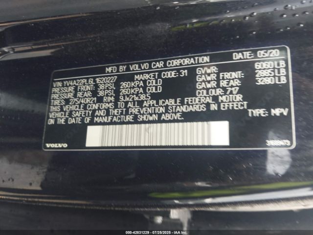 2020 VOLVO XC90 YV4A22PL6L1620227 Photo 8