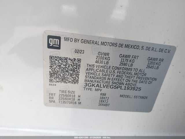 3GKALVEG5PL193925 GMC lsd