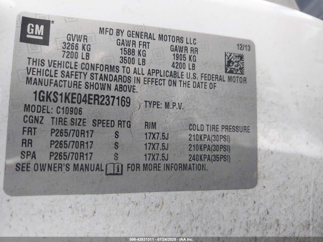 1GKS1KE04ER237169 GMC lmg - flex fuel (gas/alc), cylinder deactivation iron