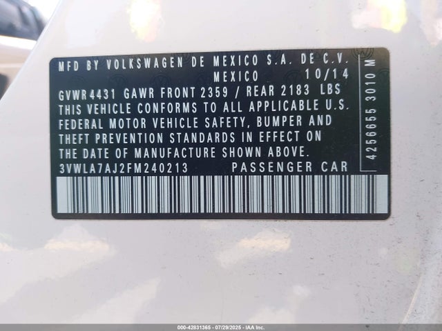 Volkswagen Jetta 2015 3VWLA7AJ2FM240213 Image 9