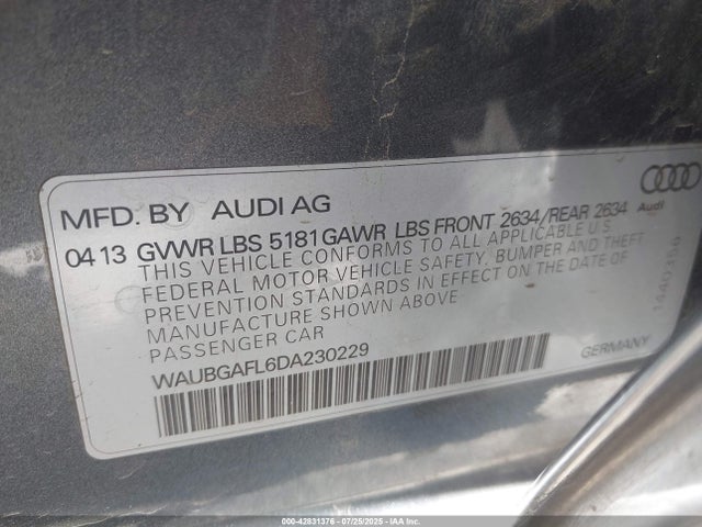 2013 AUDI S4 WAUBGAFL6DA230229 Photo 8