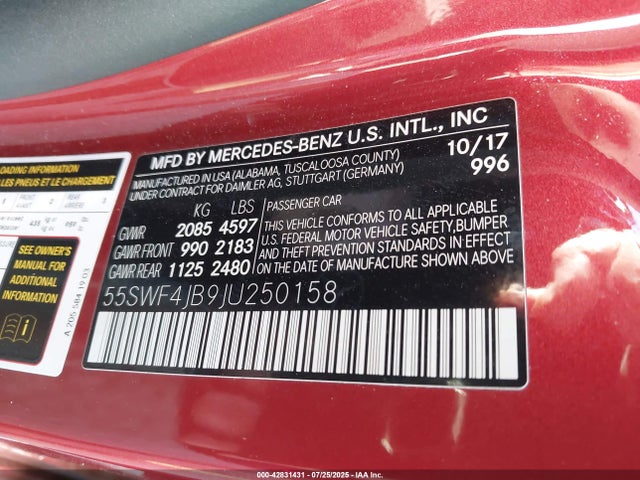 55SWF4JB9JU250158 Mercedes-Benz m274