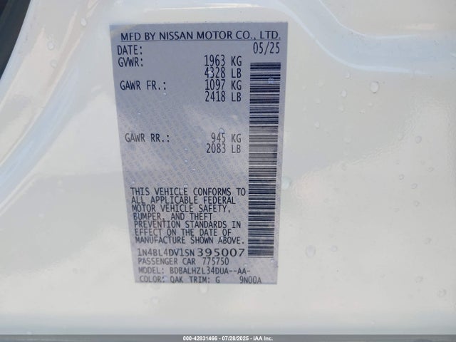 Nissan 2025 2025 1N4BL4DV1SN395007 Image 9