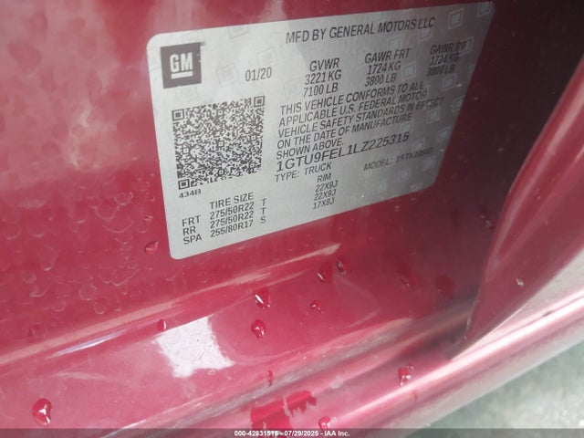 1GTU9FEL1LZ225315 GMC l87 - di dfm, alum, gen 5