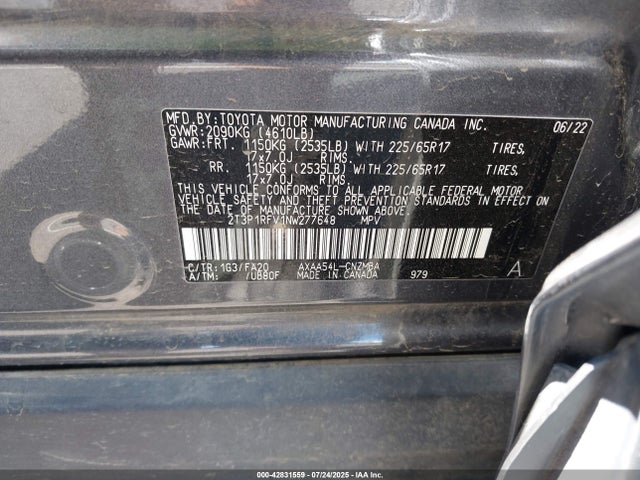 2T3P1RFV1NW277648 Toyota a25a-fks