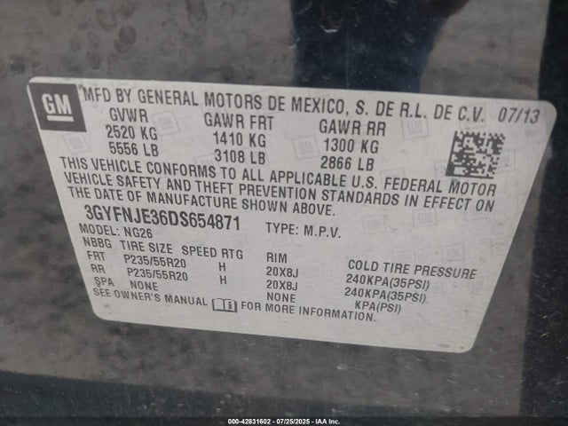 2013 CADILLAC SRX 3GYFNJE36DS654871 Photo 8