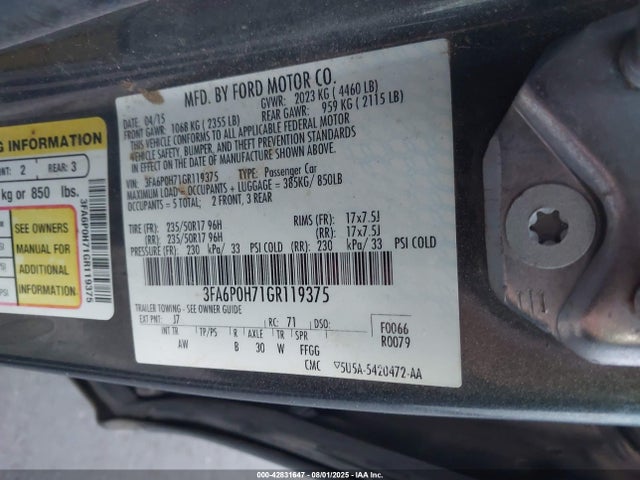 Ford 2016 2016 3FA6P0H71GR119375 Image 9