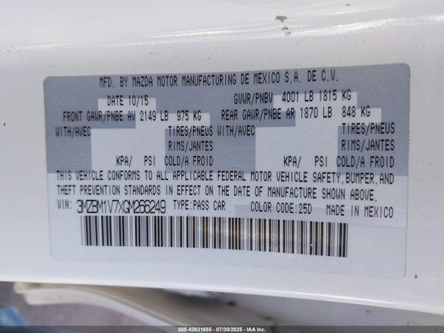 3MZBM1V7XGM266249 Mazda pe