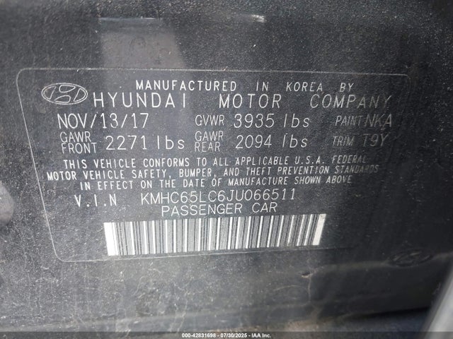 KMHC65LC6JU066511 Hyundai 2018
