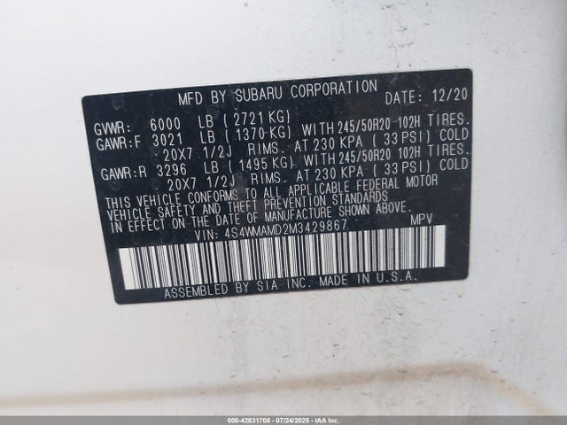 Subaru 2021 2021 4S4WMAMD2M3429867 Image 9