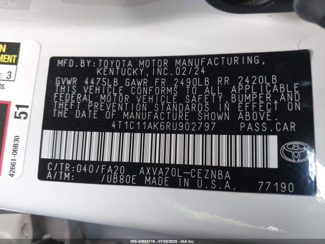 4T1C11AK6RU902797 Toyota a25a-fks