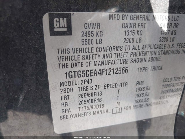 1GTG5CEA4F1212566 GMC lcv - sidi; dcvcp; vvt; e0-e100, alum