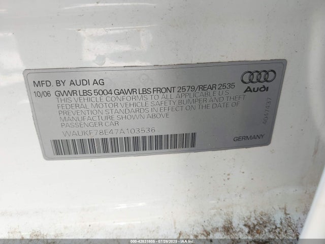 2007 AUDI A4 WAUKF78E47A103536 Photo 8