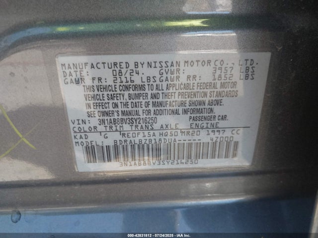 3N1AB8BV3SY216250 Nissan Sentra