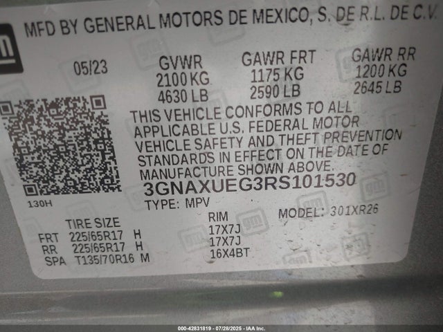 3GNAXUEG3RS101530 Chevrolet lsd