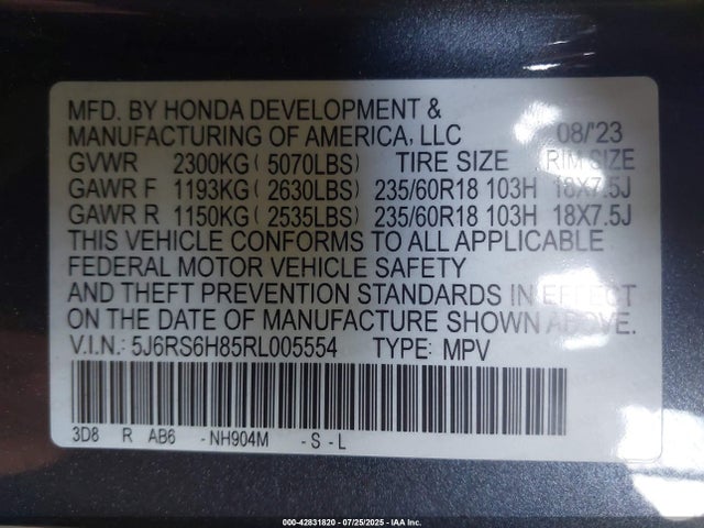 5J6RS6H85RL005554 Honda lfc3