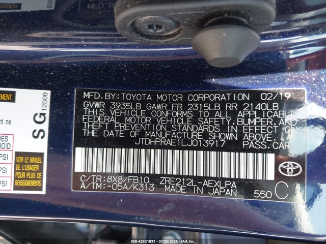 JTDHPRAE1LJ013917 Toyota 2zr-fae