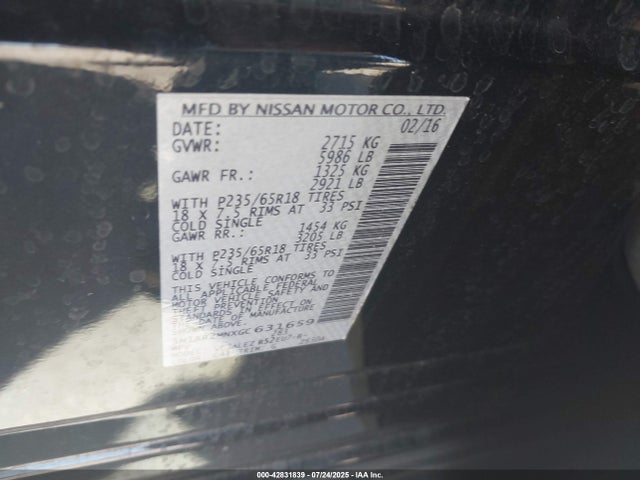5N1AR2MNXGC631659 Nissan 2016