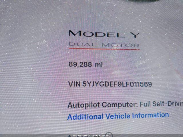 2020 TESLA MODEL Y 5YJYGDEF9LF011569 Photo 6