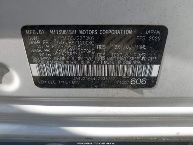2020 MITSUBISHI OUTLANDER PHEV JA4J24A54LZ038762 Photo 8