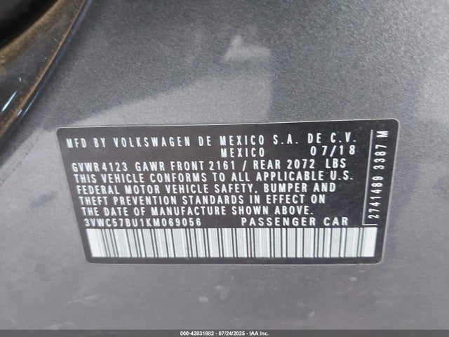 3VWC57BU1KM069056 Volkswagen 1.4 tsi