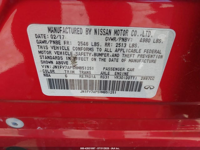 Infiniti Q50 2017 JN1FV7AP5HM851251 Image 9