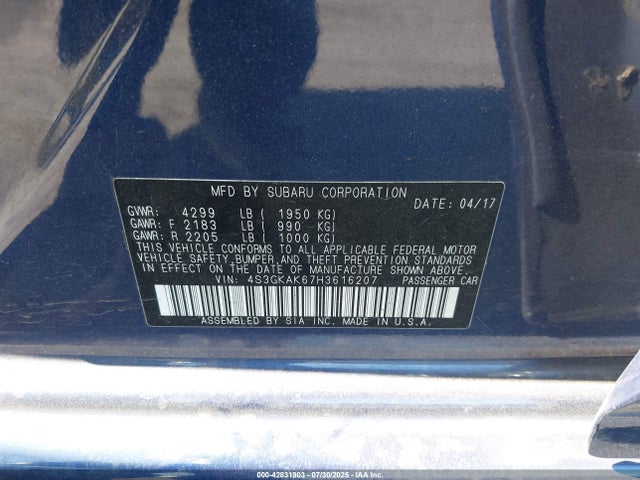 4S3GKAK67H3616207 Subaru na