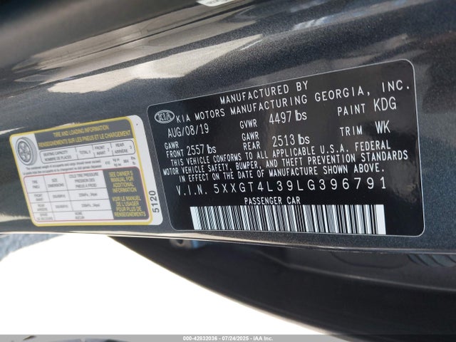 5XXGT4L39LG396791 KIA gdi