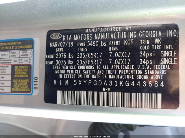 5XYPGDA31KG443684 KIA gdi theta-ii