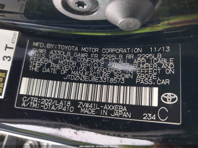 JTDZN3EU8E3318573 Toyota 2zr-fxe+5jm