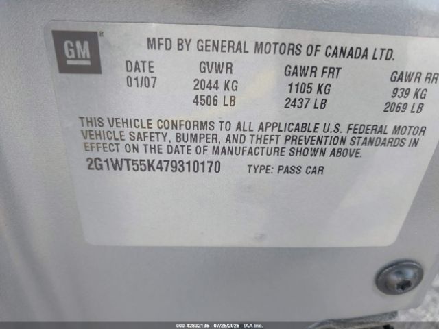 2007 CHEVROLET IMPALA 2G1WT55K479310170 Photo 8