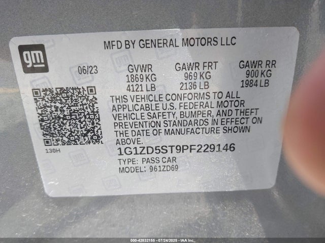 1G1ZD5ST9PF229146 Chevrolet lfv