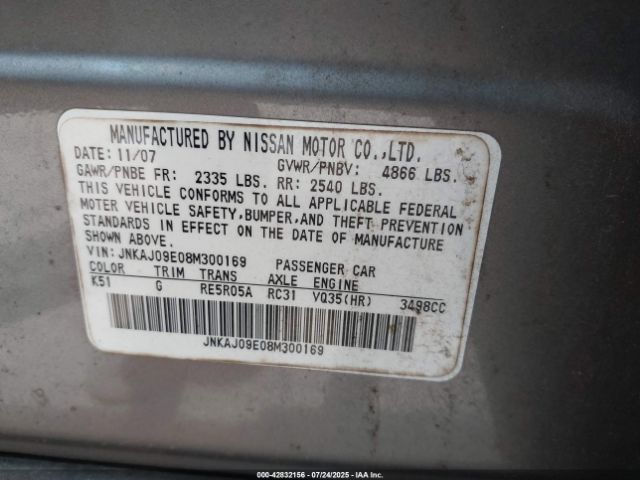 2008 INFINITI EX35 JNKAJ09E08M300169 Photo 8