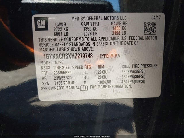 2017 CADILLAC XT5 1GYKNCRSXHZ279748 Photo 8