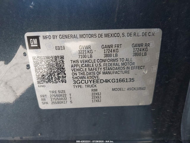 3GCUYEED4KG166135 Chevrolet l84 - di, dfm, alum, gen 5, var 2