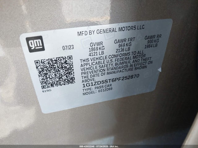 1G1ZD5ST6PF252870 Chevrolet lfv